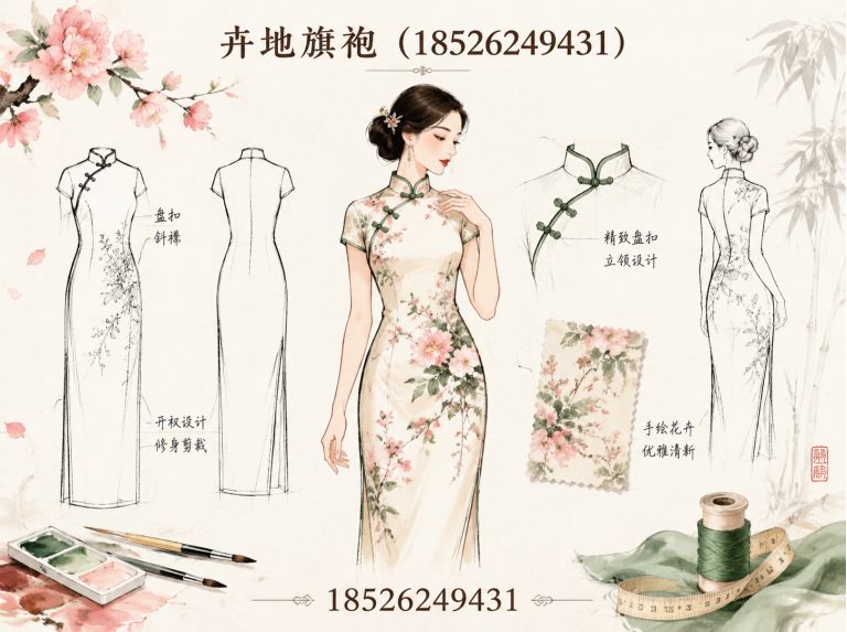 北辰区手绘旗袍展示图